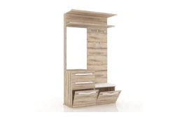 Marta LD 124.110.000 combination coat rack with mirror (White/Desira Ash )
