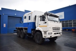 Mobile workshop with CMU, brand UZST, type 483F-23 on chassis KAMAZ 43118-A5, 43118-50, 43118-RR, 43118-RS