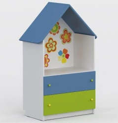 Dresser game "Nevaliashki". Size (w x d h): 700 x 400 x 1200mm. (photo print flowers). (Furniture for kindergartens brand "Inter