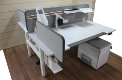 Ergonomic desk (working, with drawers, with cable channels, with separating screens, with system unit holders, lifting,