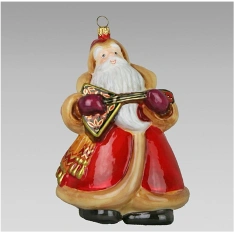 Handmade glass Christmas tree toy "Father Frost with balalaika"