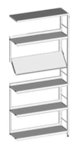 Single-sided shelving unit 900x300x1452 mm