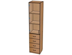 Manual cupboard with glass and drawers No. 9/ ?09