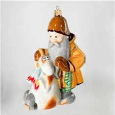 Handmade glass Christmas tree toy "Grandpa with goat"