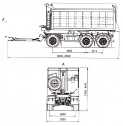 Tipper trailer 8596-01 with CEYLAN AS-1210-225-ST-OV axles with load capacity 12 tonnes