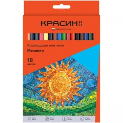 Coloured pencils Krasin "Mosaic", 18-colour, sharpened, cardboard. pack.