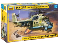 Assembled model Soviet Mi-24P attack helicopter