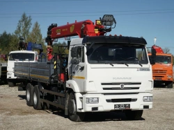Special purpose vehicle with hydraulic loading crane of MKMA type on the basis of KAMAZ 43118 and its modifications 41K06G-LA