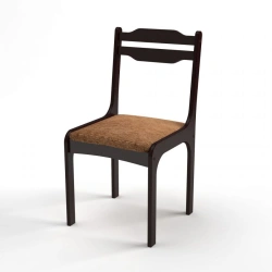 Vandal resistant durable wooden semi-upholstered chair "Lada", colour "Dark Walnut", brown furniture fabric (upholstered seat)