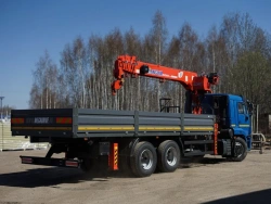 Special purpose vehicle with KMA type hydraulic loading crane on the basis of KAMAZ 65117 and its modifications 64K00G-L150