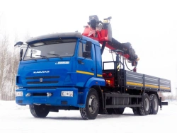 Special vehicle with hydraulic loading crane of MKMA type on the basis of KAMAZ 65117 and its modifications 64K37N-U6