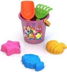 Sand Set #92 (Sea animals moulds (3 pcs), rake, scoop, printed bucket)