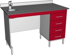 Wall-mounted table for chemical investigations with plumbing STB-2