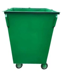 Household waste container with wheels