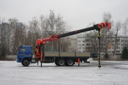 Special purpose vehicle with hydraulic loading crane of MKMA type on the basis of KAMAZ 65117 and its modifications 64K16N-U6