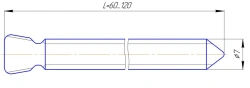 Cortical screw with tapered thread (diameter 7,0mm; length 60...120mm).