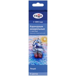 Watercolour pencils Gamma "Lyceum", 06 colours, hexagonal, sharpened, with a brush, cardboard. pack., europodweight