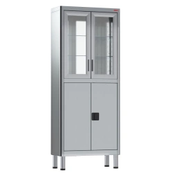 SHM-02-"MSC" (MSC-6648.12) Two-section medical cabinet, two-leaf, made of aluminium profile and stainless steel, with glass