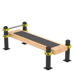 Horizontal gymnastics bench with foot lock for the test "Torso raise from supine position".