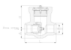 Check gates KZ 116.4 series DN 100 to 250 mm, Pp up to 23.5 MPa, medium temperature up to 250?C