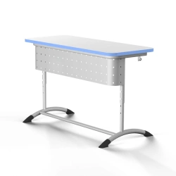Two-seat height-adjustable pupil's desk with adjustable table top tilt, SURN-2