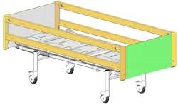 KF0-01-"MSC" (MSC-6101P) - General hospital bed with headrest, on wheels, complete with slatted side barriers made of m