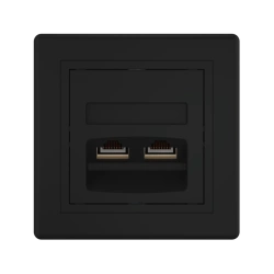 CADUCEUS ALING PRESTIGE Flush-mounted double computer socket with Keystone RJ45 8P8C cat.5e FTP modules, black (soft to
