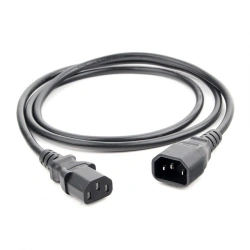 Power cable PVS-AP 3*0,75 C13C14-250-10-1,8, black, 1,8 m, C13-C14, 3x0.75, 10A, with grounding, Russia