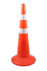 KS-3.8.0 750 mm elastic signal cone (2 upper stripes) with weighting device with 2 white s/o stripes 50 mm each.
