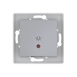 CADUCEUS ALING PRESTIGE Flush-mounted push-button light switch with 10AX, 250V~ indication, silver, article number 6009I.S