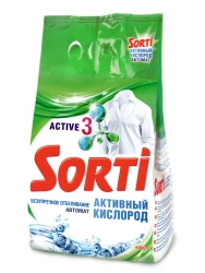 Synthetic powdered detergent "SORTI Active Oxygen Automatic" universal detergent