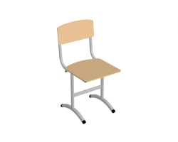 Student chair, not adjustable, round tube, ski arch, plywood STU-2.D
