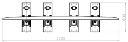 Counter rail of SP850 profile with a complete set of pads with a stop and fastenings (for SP t. R65 m. 2/9 pr. 1684) project MP3