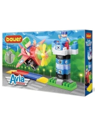 Children's developmental toy Bauer "Avia Bloks" series set "Aircraft, runway and KDP" 53 elements in a box, a