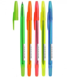 STAMM 511 blue ballpoint pen with 1.0mm oil-based rod, NEON transparent