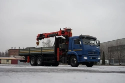 Special purpose vehicle with KMA type hydraulic loading crane on the basis of KAMAZ 65117 and its modifications 64K12N-U8