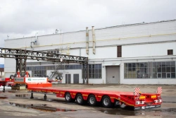 Semitrailer Tverstroimash 993941 modification 0021 - platform sliding lengthwise with ramps