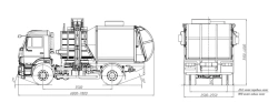 Side-loading rubbish truck KMB-7028-06 on chassis KAMAZ 43255 in modification 43255-G5.