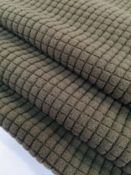 Polyester knitted fabric with addition of elastane (polyurethane) fleece Bars with selective pile on the wrong side.