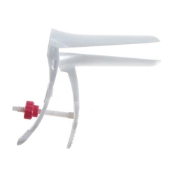 Gynaecological polymeric gynaecological mirror according to Cusco ? 1 (S) white with central screw fixator of single use sterile