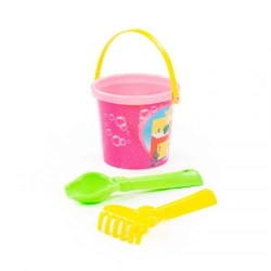 Set No. 219: Small bucket with sticker, trowel No. 2, rake No. 2, article No. 0511