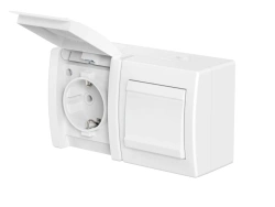 CADUCEUS ALING POWER Switch for open installation earthed with plastic base with cover 16A, 250V~, IP44, white, white