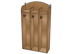 Towel rack No.1 ''Moidodyr'', plywood (varnish), 3 cells/ ??44