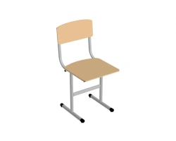 Student chair, not adjustable, round tube, straight ski, plywood STU-2.03