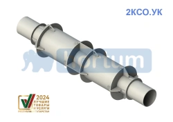 2KCO.UK - two-section bellows axial compensator for heat networks with reinforced casing for welding with nominal pressure of 46