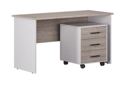Direct executive desk made of laminated chipboard with drawer.