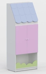 Wardrobe mod.3 "Houses". Size (w x d x h): 700 x 400 x 1700mm. (Furniture for kindergartens brand "Interior" series "TDI Kids")