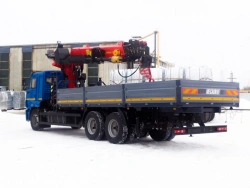 Special purpose vehicle with MKMA type hydraulic loading crane on the basis of KAMAZ 65117 and its modifications 64K37N-UM