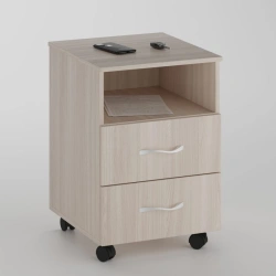 Box on wheels with niche and 2 drawers