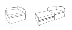 Sofa for children and teenagers with wooden frame